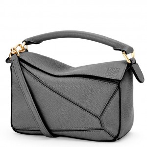 Loewe Puzzle Mini Bag In Asphalt Grey Grained Calfskin