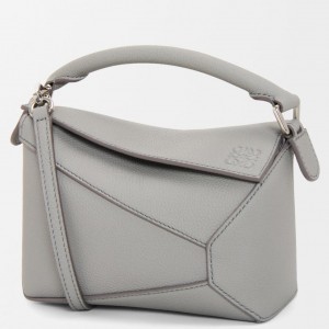 Loewe Puzzle Mini Bag in Pearl Grey Soft Grained Calfskin