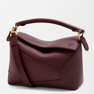 Loewe Puzzle Edge Small Bag in Burgundy Classic Calfskin 