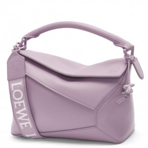 Loewe Puzzle Edge Small Bag In Pale Aubergine Satin Calfskin