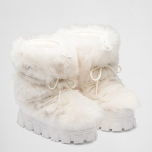 Prada White Shearling Apres-ski Boots