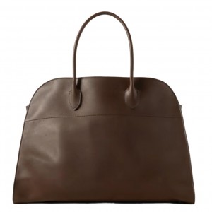 The Row Margaux 17 Top Handle Bag in Chocolate Leather