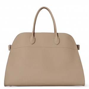The Row Margaux 17 Top Handle Bag in Sand Grained Leather