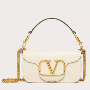 Valentino Small Loco Shoulder Bag In White Calfskin