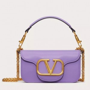 Valentino Small Loco Shoulder Bag in Wisteria Calfskin