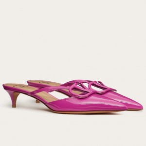 Valentino VLogo Signature Mules 40mm In Rose Purple Patent Leather