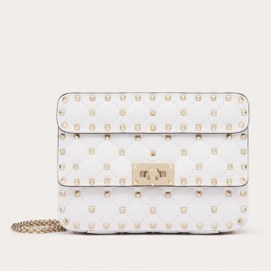 Valentino Rockstud Spike Small Bag in White Nappa Leather