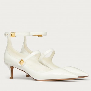 Valentino Tiptoe Pumps 50mm In White Patent Leather