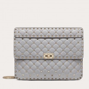 Valentino Rockstud Spike Large Bag in Pale Blue Nappa Leather