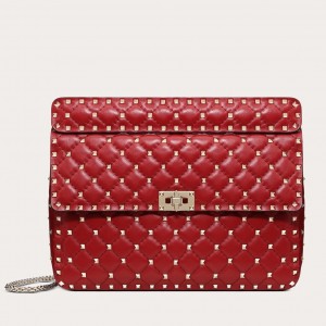 Valentino Rockstud Spike Large Bag in Red Nappa Leather