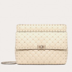 Valentino Rockstud Spike Large Bag in White Nappa Leather