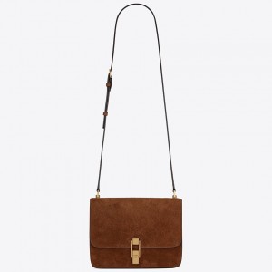 Saint Laurent Le Carre Satchel Bag In Brown Suede Calfskin