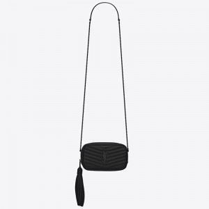 Saint Laurent Mini Lou Camera Bag in Noir Calfskin