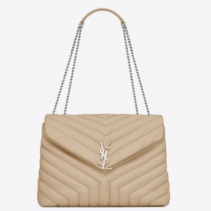 Saint Laurent LouLou Medium Chain Bag In Poudre Quilted Calfskin