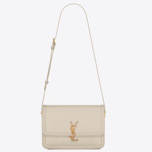 Saint Laurent Solferino Medium Bag In White Calfskin