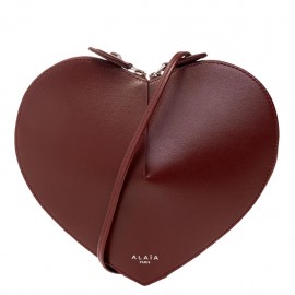Alaia Le Coeur Crossbody Bag in Bordeaux Calfskin