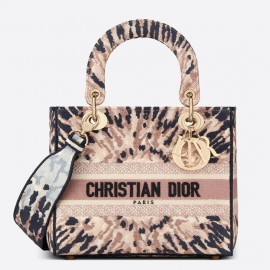 Dior Lady D-Lite Medium Bag In Multicolor Tie Embroidery