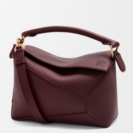 Loewe Puzzle Edge Small Bag in Burgundy Classic Calfskin 
