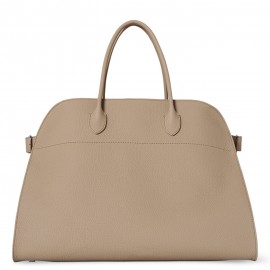 The Row Margaux 17 Top Handle Bag in Sand Grained Leather