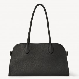 The Row Margaux Shoulder 12 Bag in Black Grained Leather