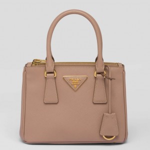 Prada Galleria Mini Bag In Beige Saffiano Leather