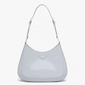 Prada Cleo Large Shoulder Bag In Blue Brushed Leather
