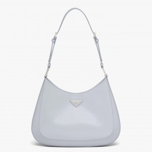 Prada Cleo Large Shoulder Bag In Blue Brushed Leather