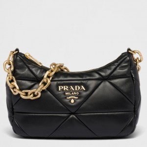 Prada System Patchwork Shoulder Bag In Black Leather