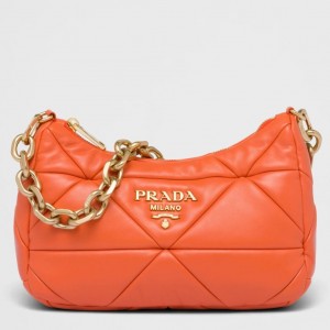 Prada System Patchwork Shoulder Bag In Orange Leather