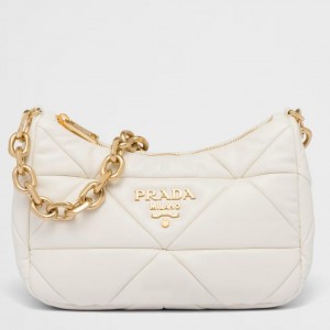 Prada System Patchwork Shoulder Bag In White Leather