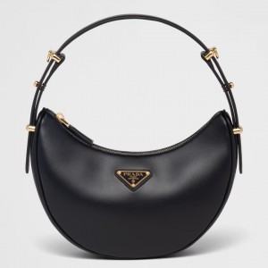 Prada Arque Shoulder Bag in Black Leather