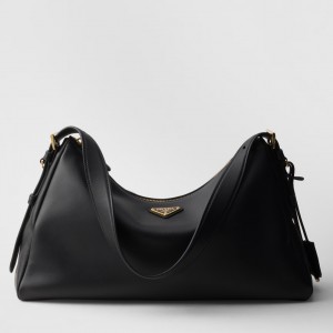 Prada Aimee Large Shoulder Bag in Black Leather 