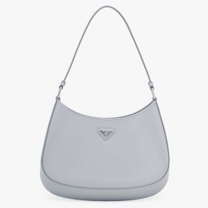 Prada Cleo Small Shoulder Bag In Blue Brushed Leather