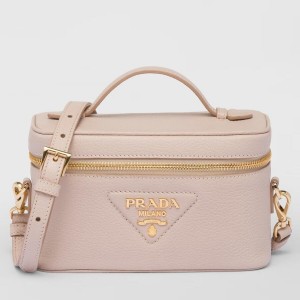 Prada Mini Vanity Bag in Light Pink Grained Leather