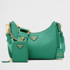 Prada Re-Edition 2005 Shoulder Bag in Green Saffiano Leather