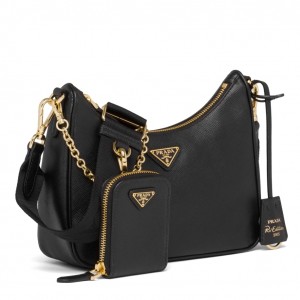 Prada Re-Edition 2005 Shoulder Bag in Black Saffiano Leather