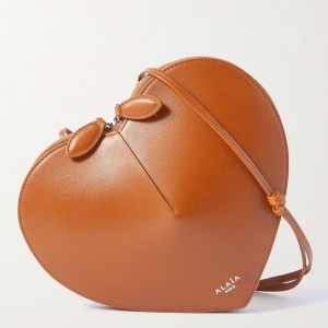 Alaia Le Coeur Crossbody Bag in Brown Calfskin