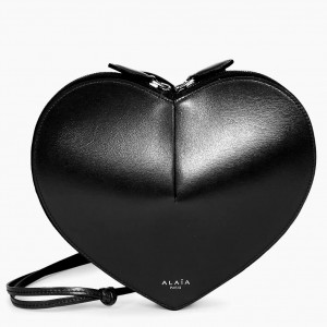 Alaia Le Coeur Crossbody Bag in Black Calfskin