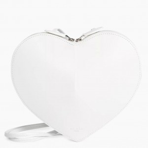 Alaia Le Coeur Crossbody Bag in White Calfskin