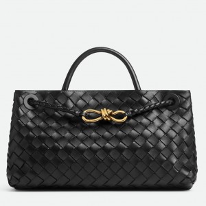 Bottega Veneta Andiamo Small East/West Bag In Black Intrecciato Lambskin