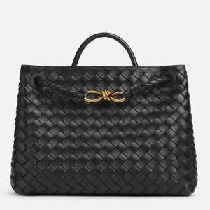 Bottega Veneta Andiamo Medium Bag In Black Intrecciato Lambskin