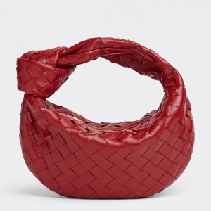 Bottega Veneta Jodie Mini Bag in Dark Red Intrecciato Lambskin