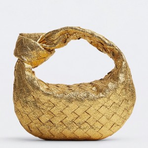 Bottega Veneta Jodie Mini Bag in Gold Metallic Intrecciato Leather