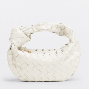 Bottega Veneta Jodie Mini Bag in White Intrecciato Patent Leather