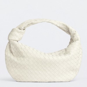 Bottega Veneta Jodie Small Bag in White Intrecciato Lambskin