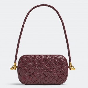 Bottega Veneta Knot On Strap In Barolo Foulard Intreccio Leather