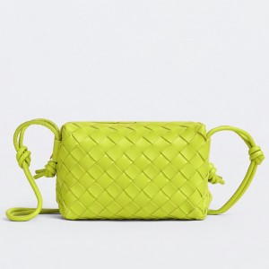 Bottega Veneta Loop Mini Bag In Kiwi Intrecciato Lambskin