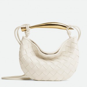 Bottega Veneta Mini Sardine Bag In White Intrecciato Lambskin