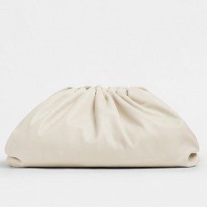 Bottega Veneta Large Pouch Clutch Bag In White Calfskin