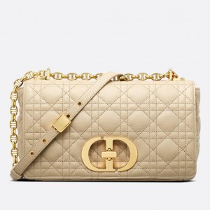 Dior Caro Medium Bag In Beige Cannage Calfskin